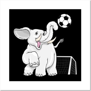 Elephant as soccer player with soccer ball Posters and Art